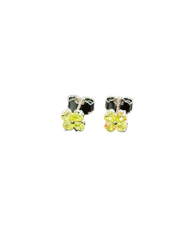 Brinco Flor Zircônia Limão P Prata 925 Ródio
