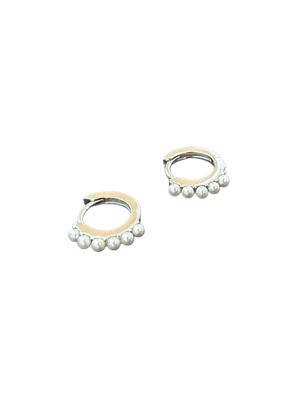 Brinco Argola 11mm Pérola 2mm Prata 925 Ródio