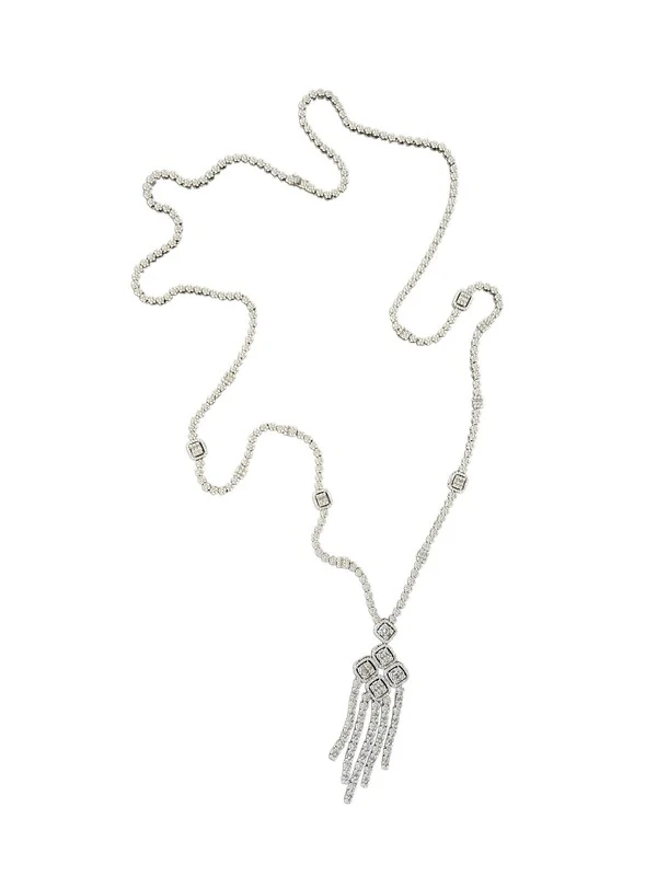 Colar Longo Pendente Zircônia Prata 925 Ródio
