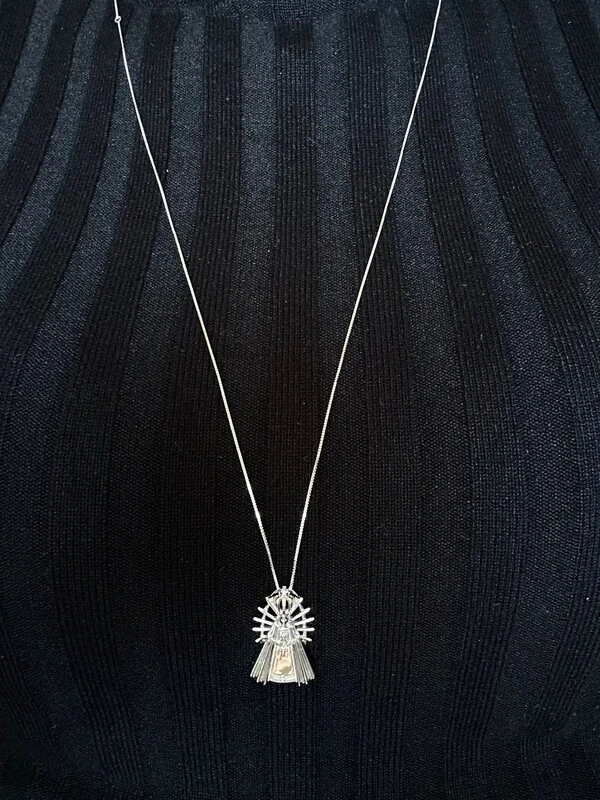 Colar Longo Nossa Senhora Prata 925 Ródio