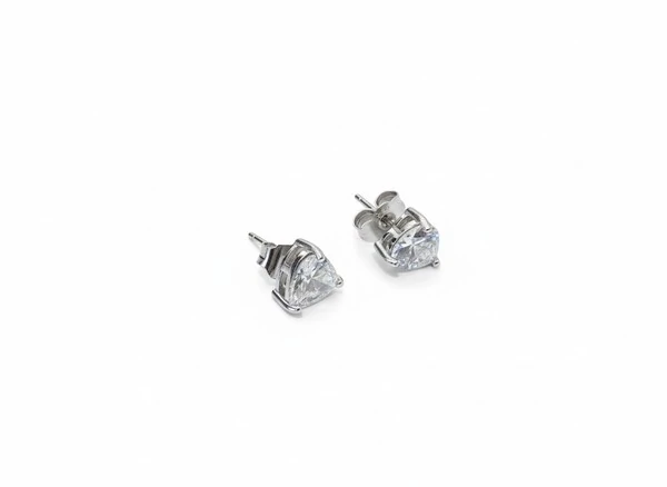 Brinco Coração zircônia branca P Prata 925 Ródio