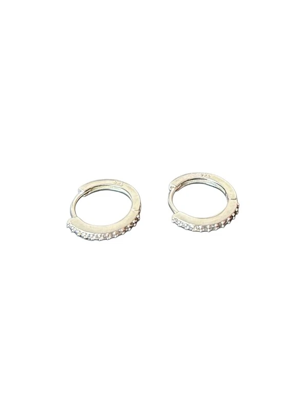 Brinco Argola G zircônia Prata 925 Lisa