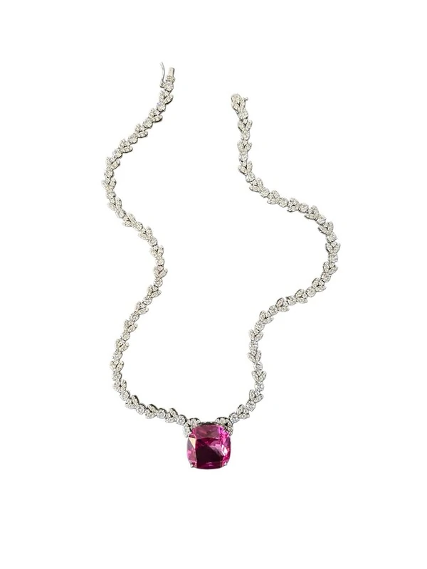 Colar Topázio Rosa Zircônia Prata 925 Ródio