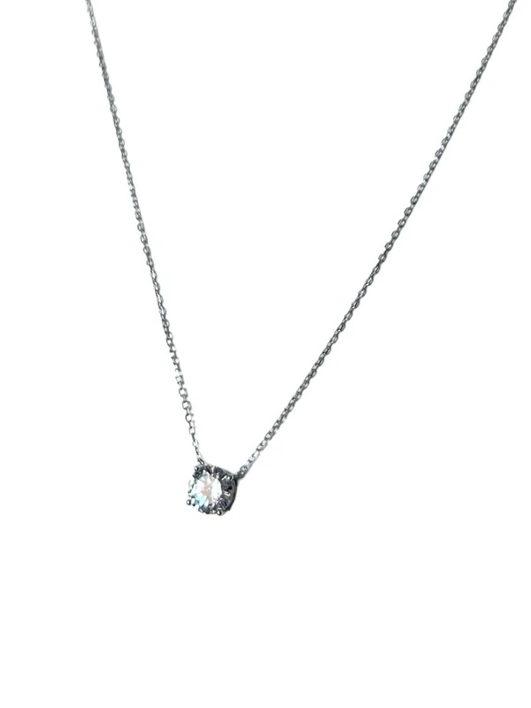 Colar Ponto 8 mm zircônia Prata 925 Ródio