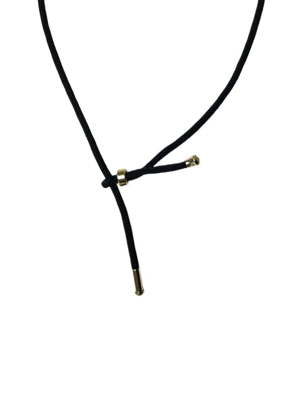 Colar Fio preto Ponteira Prata 925 Ouro 18k