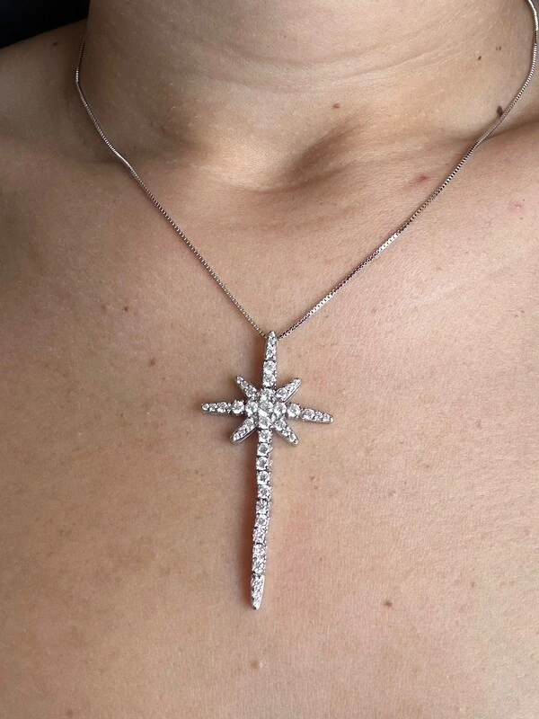 Colar estrela articulada Prata 925 Ródio