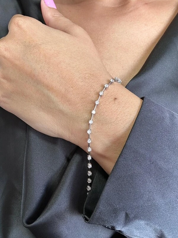 Pulseira Riviera Faca 17 cm Prata 925 ródio