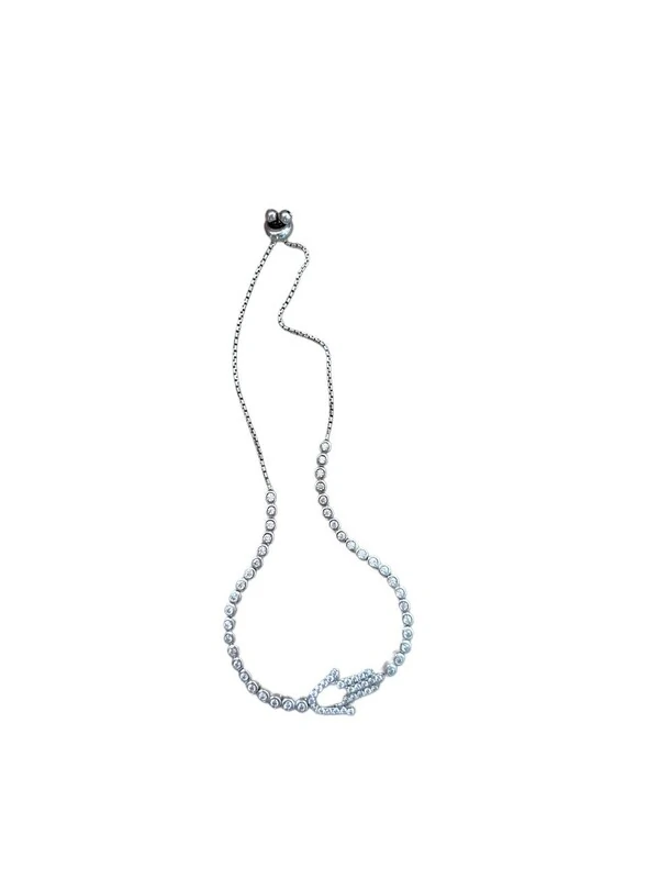 Pulseira Mão de Fátima zircônia gravata Prata 925 Ródio