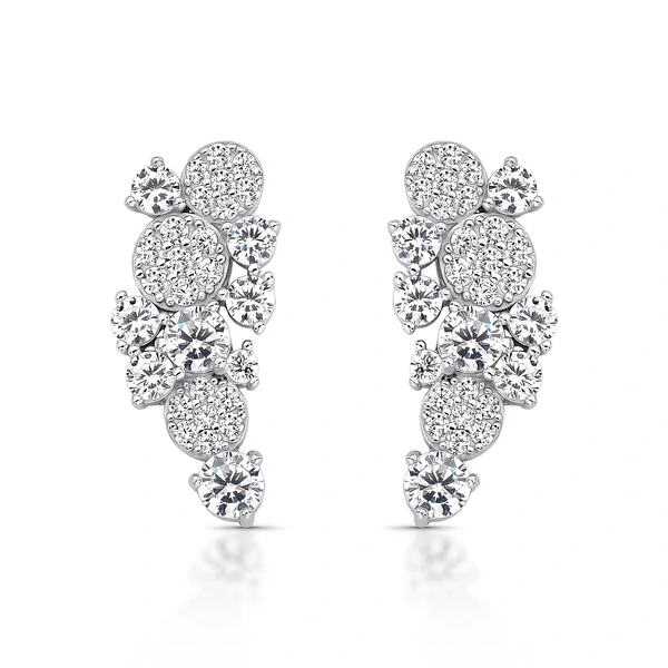 Brinco Ear Cuff zircônia Prata 925 Ródio