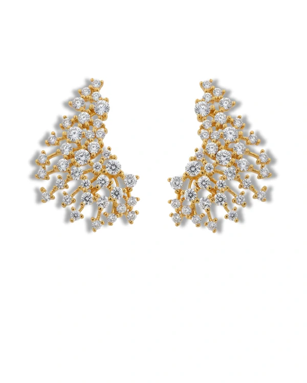 Brinco Ear Cuff zircônia Prata 925 Ouro 18 k