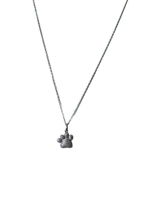 Colar Patinha micro cravação Prata 925 Ródio