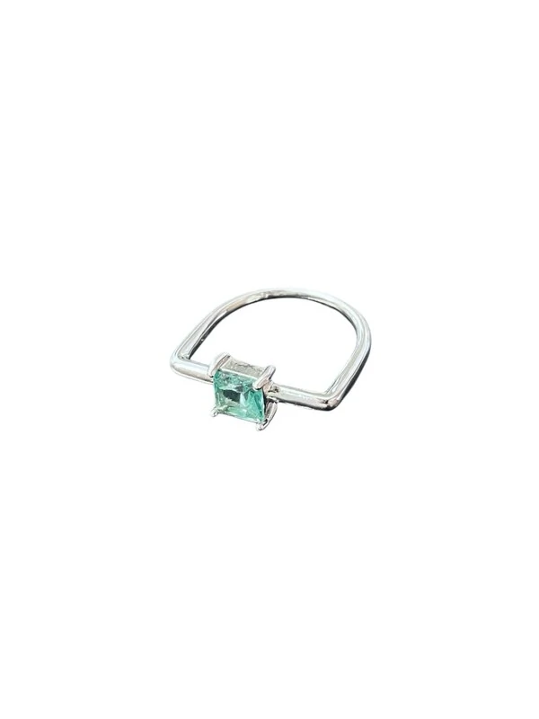 Anel Quadrado Cristal Paraíba Prata 925 Ródio