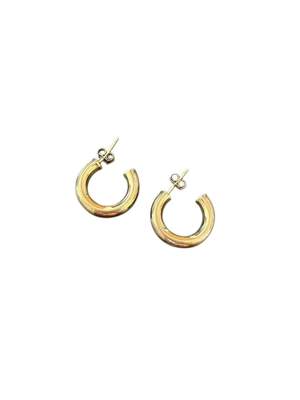 Brinco Argola Lisa 14mm Prata 925 Ouro 18k