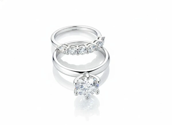 Anel Solitário 2 em 1 aro 1/2 Aliança Zircônia Prata 925 Ródio