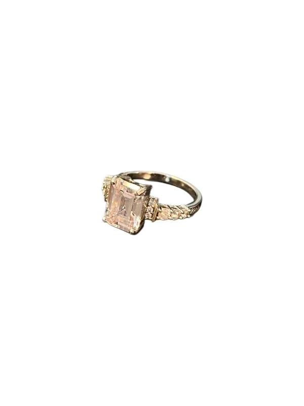 Anel Solitário Quadrado Zircônia Prata 925 Ródio