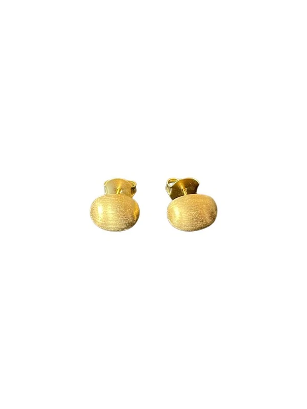 Brinco Oval G escovado Prata 925 Ouro 18 k