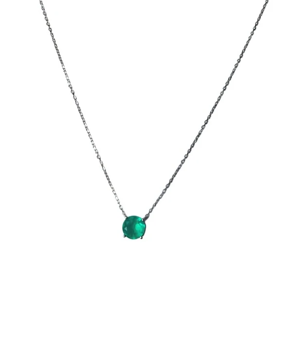 Colar Ponto esmeralda 8 mm Prata 925 Ródio