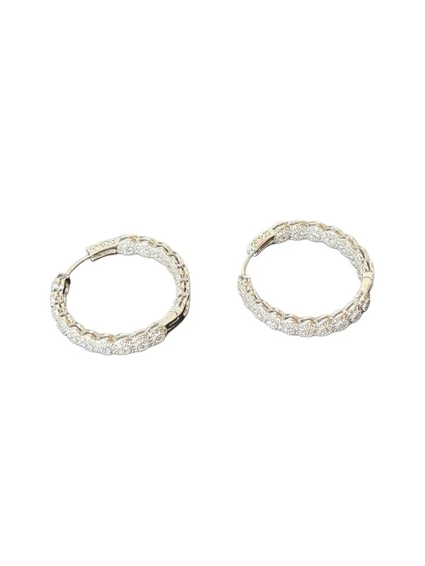 Brinco Argola Flor Zircônia Prata 925 Ródio