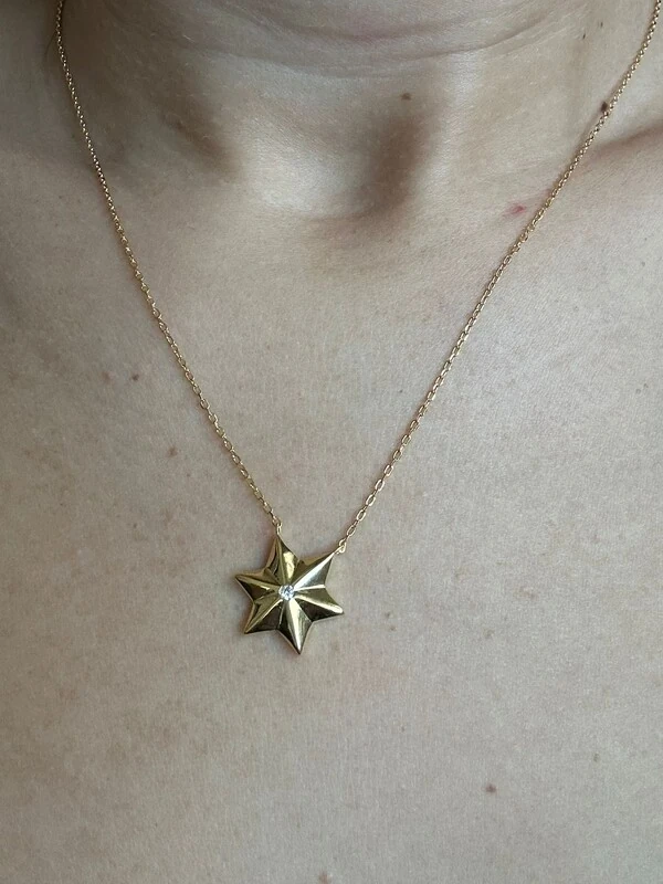 Colar 1 Estrela Prata 925 Ouro 18k