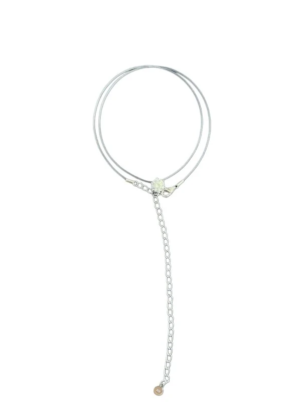 Colar Ponto Nylon com alongador Prata 925 Ródio