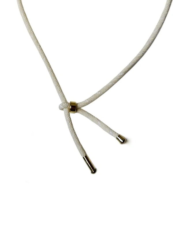 Colar Fio creme Ponteira Prata 925 Ouro 18k