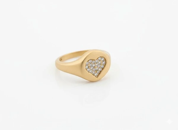 Anel Dedinho coração zircônia fosco Prata 925 Ouro 18 K