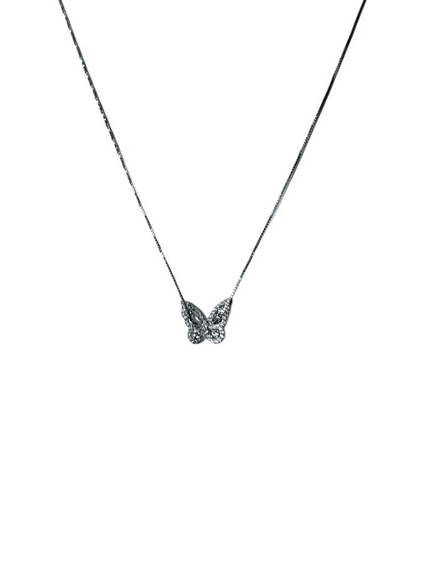 Colar Borboleta Zircônia Prata 925 Ródio