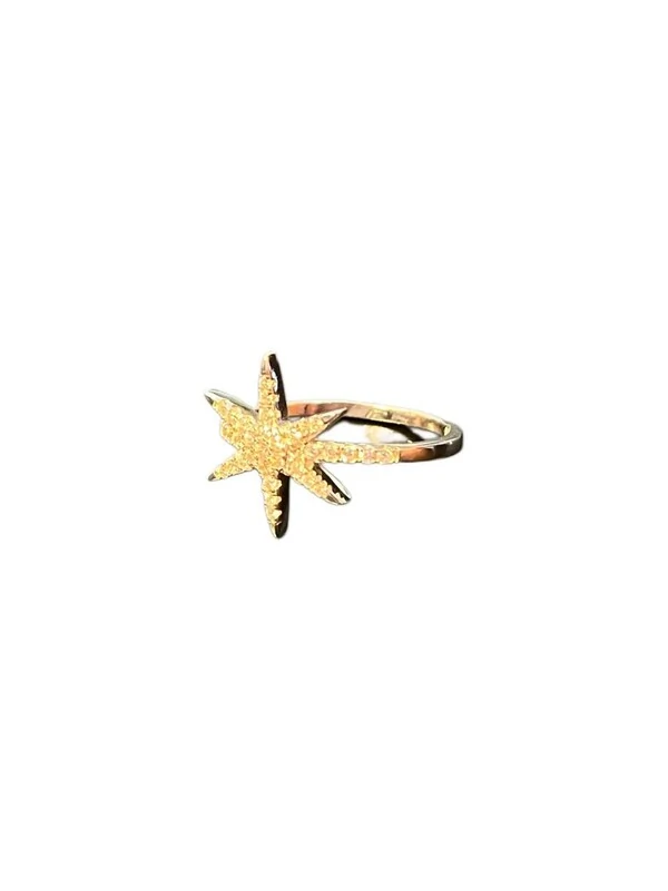 Anel Estrela Zircônia Prata 925 Ródio