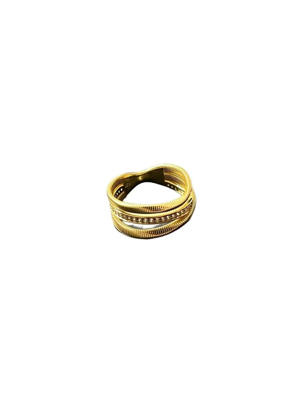 Anel Linha Italiana com zircônia Prata 925 Ouro 18 k