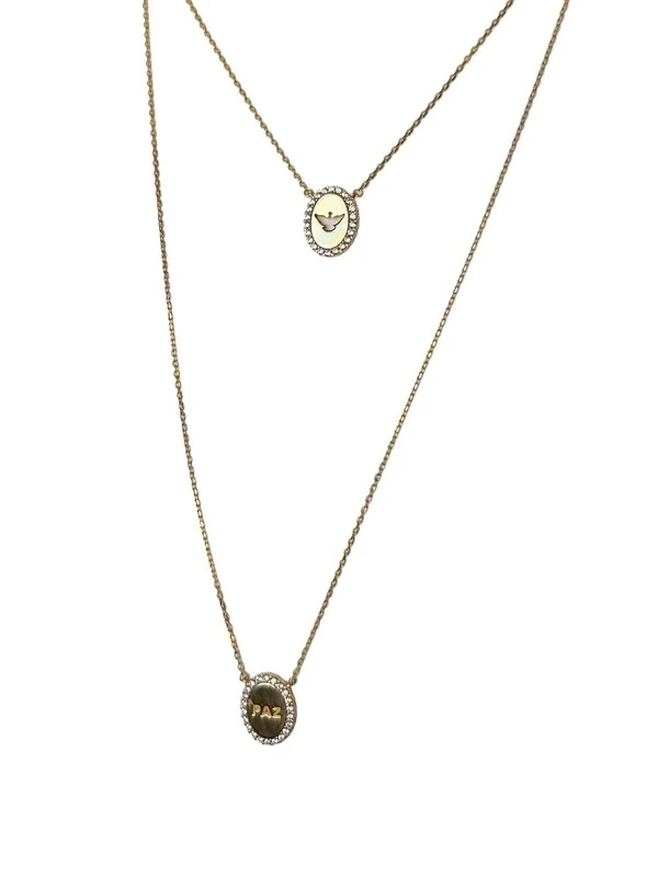 Colar escapulário Paz Prata 925 Ouro 18K