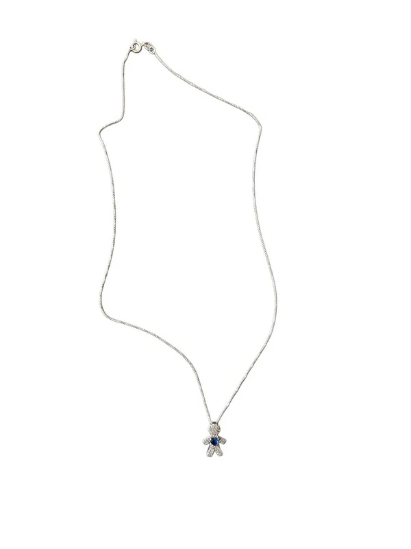 Colar menino Safira Azul Prata 925 Ródio