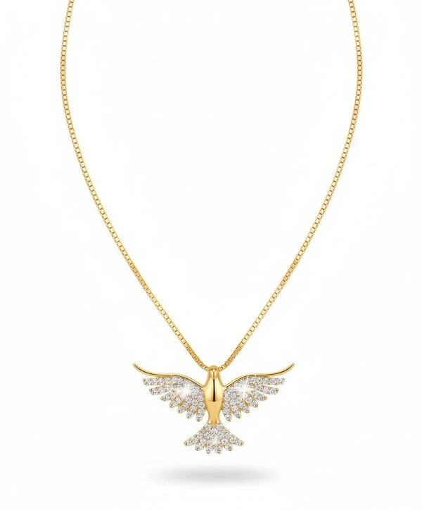 Colar Espírito Santo zircônia P Prata 925 Ouro 18 K