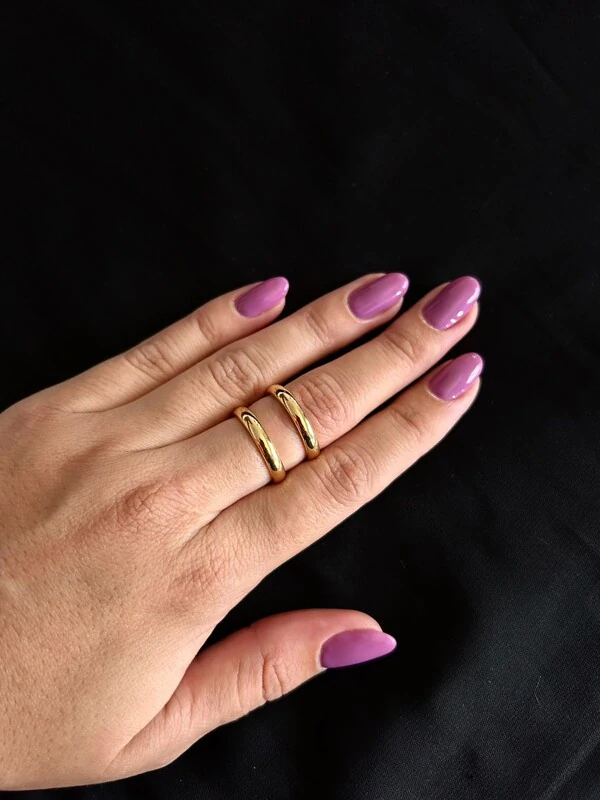 Anel aberto duplo aro Prata 925 Ouro18k