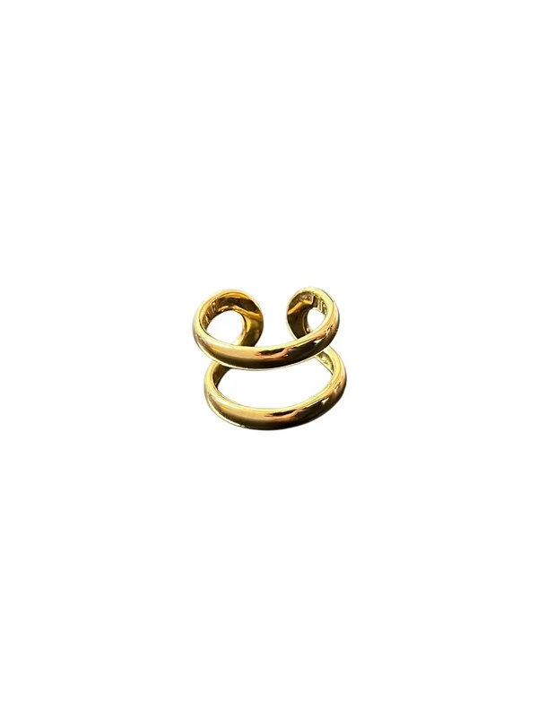 Anel aberto duplo aro Prata 925 Ouro18k