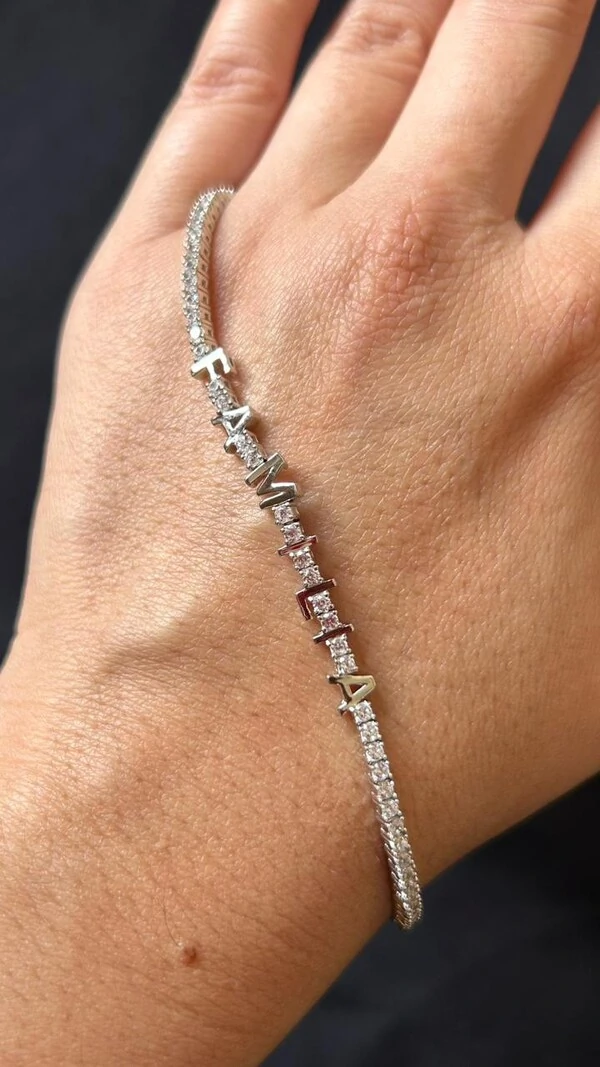 Pulseira Riviera Família zircônia 17 cm Prata 925 Ródio
