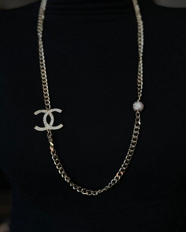 Colar Inspiração Chanel Longo Zircônia Prata 925 Ródio