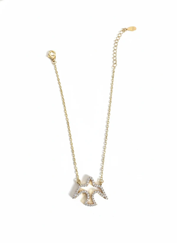 Pulseira Espírito Santo vazado zircônia Prata 925 Ouro 18 k