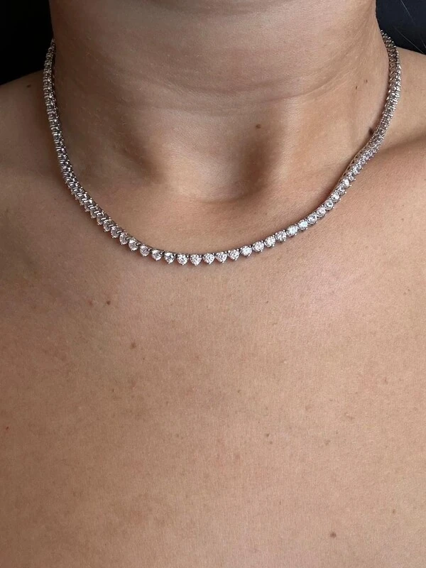 Colar Riviera 40 cm 3 garras Prata 925 Ródio