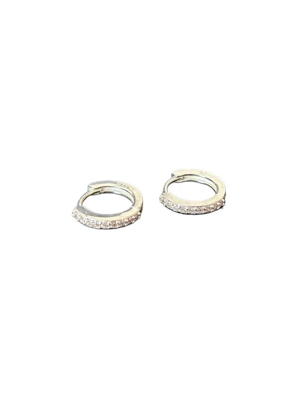 Brinco Argola zircônia M Prata 925 Lisa