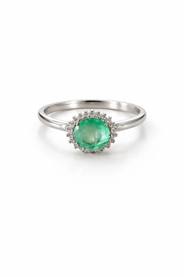 Anel Turmalina Fusion Redondo e zircônia Prata 925 Ródio