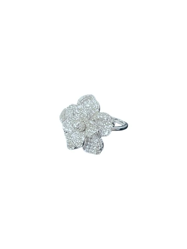 Anel Flor micro cravação Prata 925 Ródio