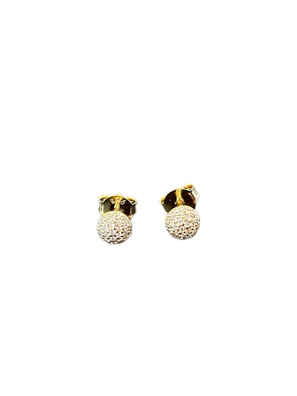 Brinco Bola micro cravação PP Prata 925 Ouro 18 k