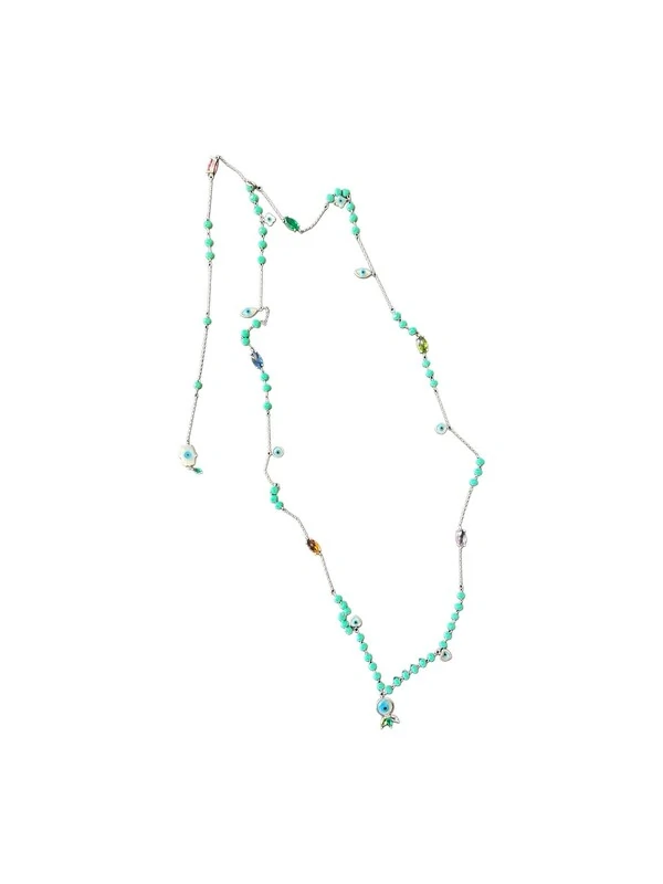 Colar Olho Grego Colors Longo Prata 925 Ródio