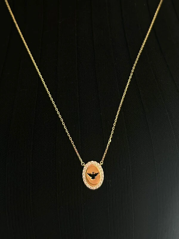 Colar escapulário Paz Prata 925 Ouro 18K