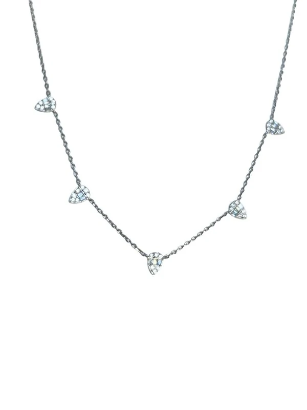 Colar 5 gotas zircônia bagueti Prata 925 Ródio