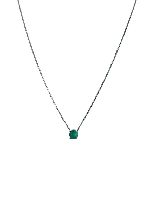 Colar Ponto esmeralda 6 mm Prata 925 Ródio
