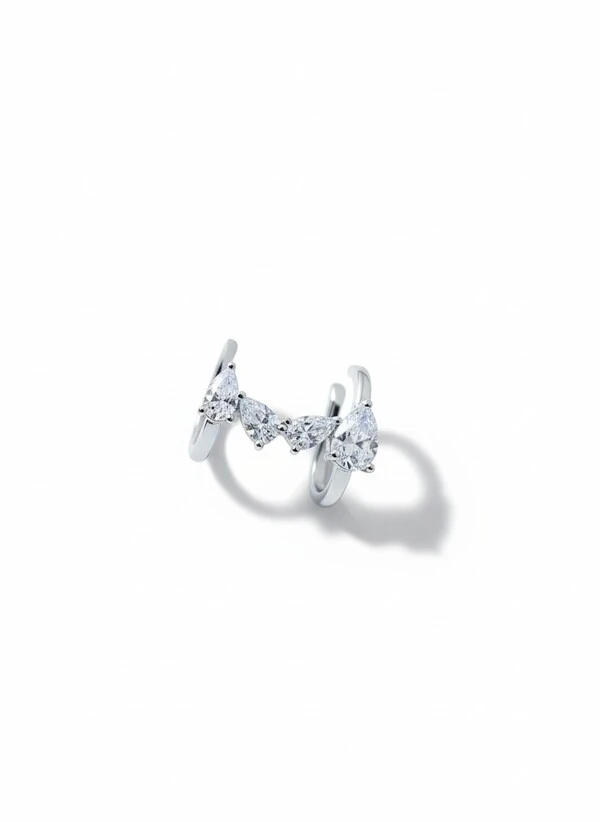 Piercing Fake 4 gotas zircônia 2 garras Prata 925 Ródio