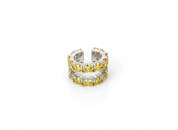 Piercing 2 aros yellow fancy Prata 925 Ródio
