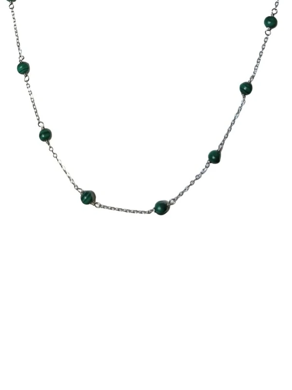 Colar bolinha esmeralda Prata 925 Ródio