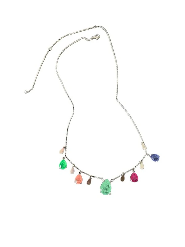 Colar Colors Pedras Penduradas Prata 925 Ródio